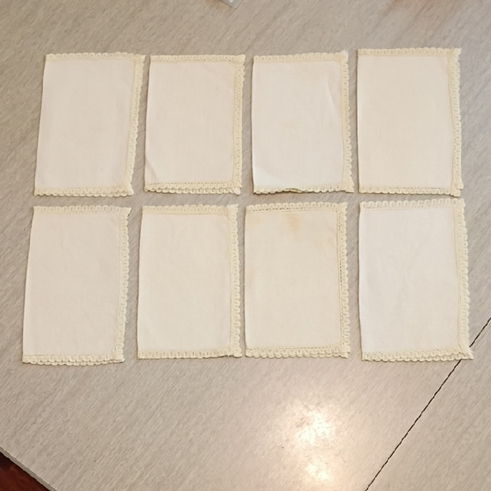 Belgian vintage 8 linen cocktail napkins with original bag